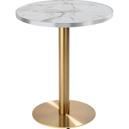 Runder Esstisch 60 cm, weiße/silberne Marmorplatte und goldene Beine - Oviala Montmartre