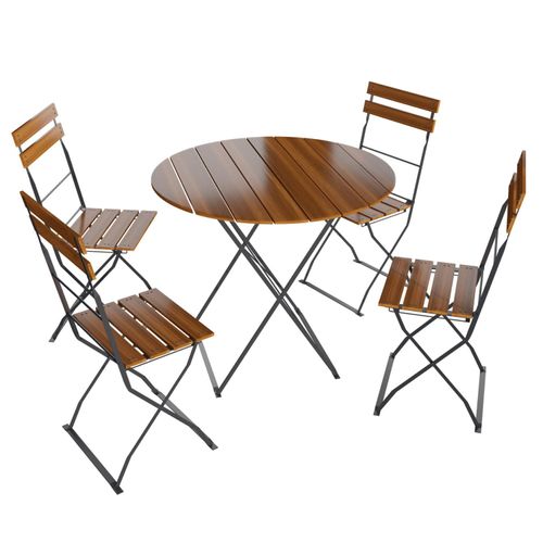 Biergarten Set Sitzgruppe Biergartengarnitur Biergartenmöbel Stuhl Tisch Garnitur Ø 80 cm 5tlg.