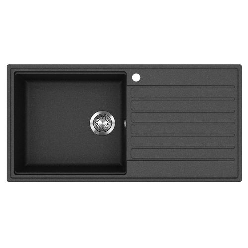 Gurari Granitspüle SQK103 Granitspüle 1000 x 500 mm Schwarz Einbau Spüle