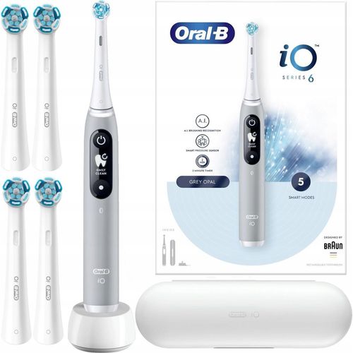 Oral-B | Elektrische Zahnbürste iO 6 - Grau - Intelligente Reinigung - 5 Reinigungsmodi
