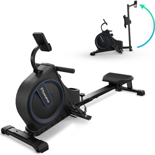 Flowsense Zusammenklappbares Rudergerät - Rudergerät - Geräuschlos - Magnetisches Rudergerät Fitness - 16 Widerstandsstufen - LCD-Monitor