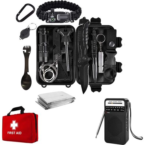 Notfall-Kit – 15-in-1 Survival Kit – Erste-Hilfe-Kit – Notfallradio – Notfälle – Katastrophen