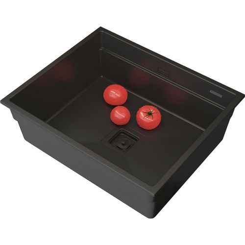 Granitan | Granitspüle EPIR 60 - Schwarz - Einbau- und Unterbauoption - Quadratischer Syphon