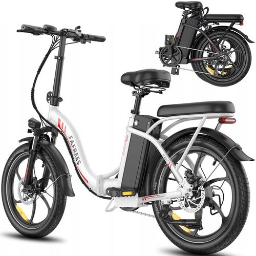 E-Bike 20 Zoll Faltbares Elektrofahrrad Klappfahrrad 20*3.0 Fat Tire klappbar Mountainbike Trekking-E-Bike 250W 20AH 25KM/H Weiss