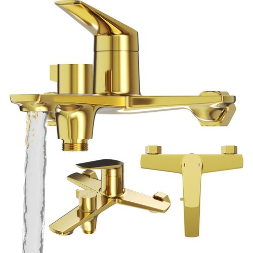 Wannen- Und Brausebatterie Gold Badarmatur Messing Kirchenschiff