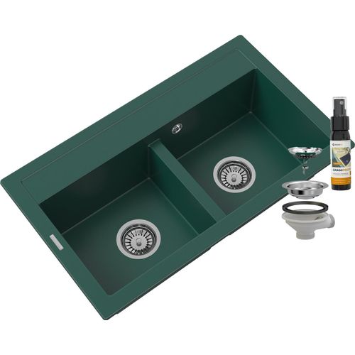 Granitan | Granitspüle DUET - Flaschengrün - Zweischalig - Hochwertig und Elegant