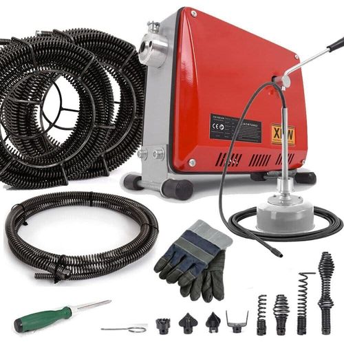 16mm 29M Spiralen Elektrische Rohrreinigungsmaschine für Ø30-100mm, Spirale Ø10mm 5M, 500W Rohrreinigungsgerät Rohrreiniger Reinigung Abflussreiniger