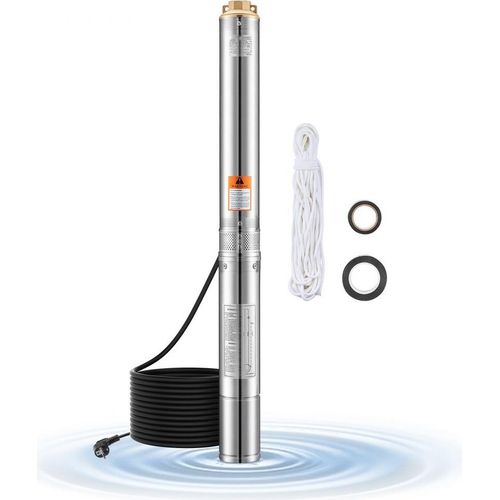 750W Tiefbrunnen-Tauchpumpe aus Edelstahl - Wasserpumpe 246ft 100L/min - Für Trinkwasser und Bewässerung