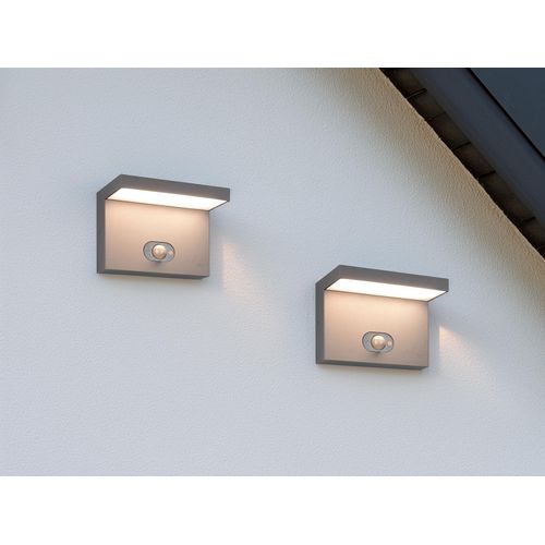 2er SET Hybrid Außen Wandleuchten mit Strom und Solar - LED Fassadenbeleuchtung