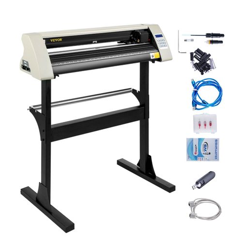 VEVOR Vinylschneider, 28 Zoll Vinyl-Schneidemaschine, 720 mm Papierzufuhr, Vinyl-Plotter-Schneidemaschine mit stabilem Bodenständer zum Schneiden von Papier, Weiß