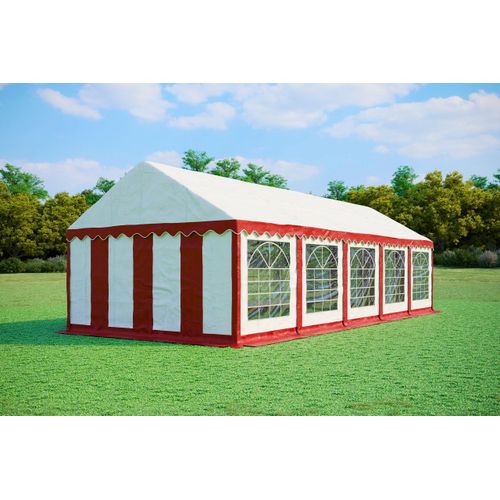 Partyzelt 4x10m - PVC Premium Fireproof - Rot und Weiß