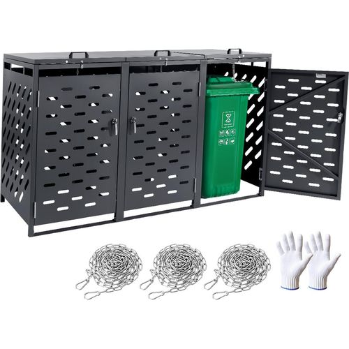 VEVOR Mülltonnenbox, 3 x 240 l Mülltonnenbox, abschließbare Mülltonnenbox für Mülltonnen, Garten, Hinterhof und Terrasse