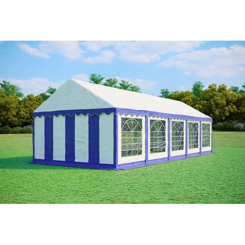 Partyzelt 4x10m - PVC Premium Fireproof - Blau und Weiß