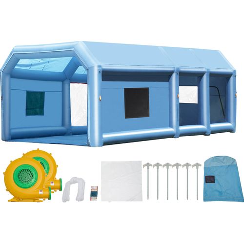 SucceBuy Aufblasbare Lackierkabine – 29,5 x 15,7 x 11,8 Fuß, 950 W + 750 W Gebläse, für große LKWs und Maschinen