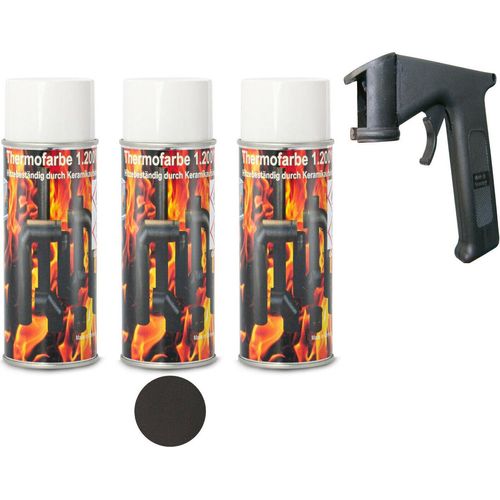 Ofenfarbe 1200 °C Spezial Ofenlack Thermofarbe Gussgrau Spray + Spraydosengriff