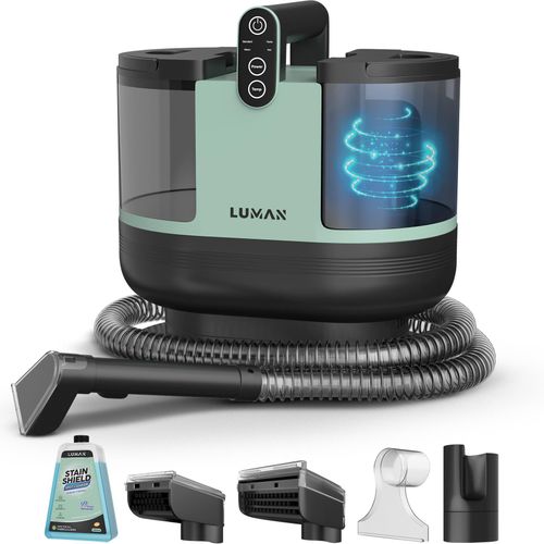 LUMAN Teppichreiniger – Mit Heizfunktion & Selbstreinigung – Tragbarer Fleckenreiniger – Sofareiniger - Möbelreiniger - Matratzenreiniger - 4 Bürsten