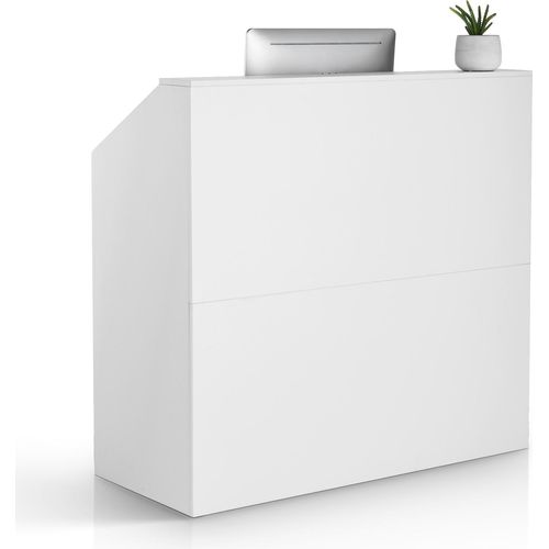 VEVOR Rezeption Empfangstresen Empfangstisch rechteckiger Thekentisch, Empfangstheke Verkaufstresen Kassentheke für Kasse Schönheitssalon Büro, weiß (1180 x 500 x 1115 mm)