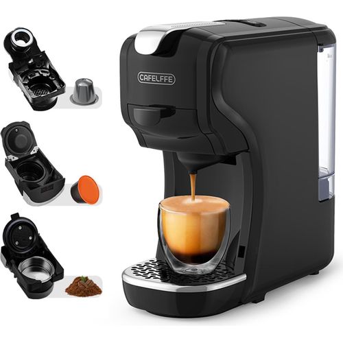 MK-611 3-in-1-Pad-Kaffeemaschine, 92 ¡ãC, 19 Bar, Pad-Kaffeemaschine, automatische Kaffeemaschine, 15 Min. Abschaltautomatik, abnehmbarer 600-ml-Wassertank, Tassenablage, funktioniert mit DG/NES-Kapseln und gemahlenem Kaffee