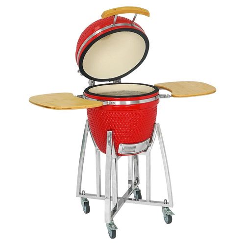 Kamado CL-18 Profi Keramik Grill Rot, Grilldurchmesser 45,7cm, Grillrostdurchmesser 38,5cm, BBQ Grillei Holzkohlegrill Grill Keramikgrill