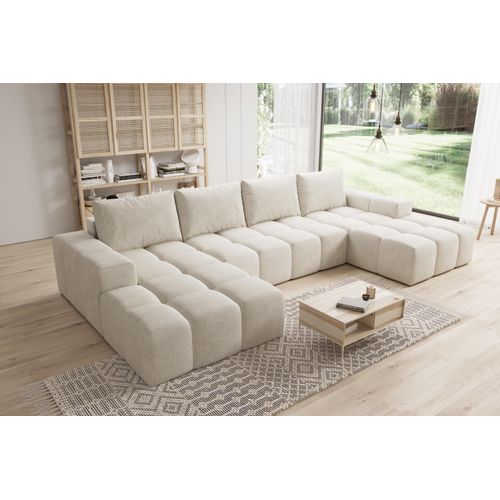 Moebelfest Sienna Ecksofa U-Form Couch Creme Webstoff
