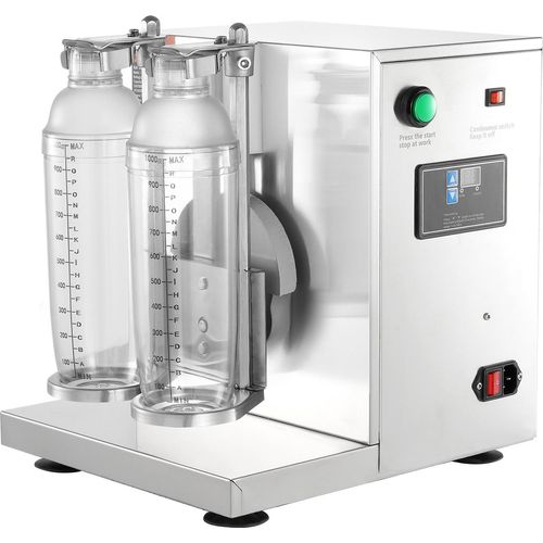 SucceBuy Milchshake-Maschine, 120 W kommerzieller Milchtee-Shaker, Doppelkopfmixer, 0–180 s einstellbar, 1-l-PC-Becher enthalten, ideal für Milchtee-Läden