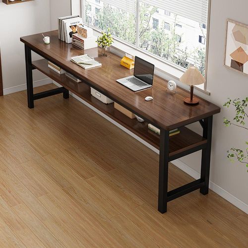 Zweisitzer-Schreibtisch, Lerntisch, Schreibtisch mit Regal, Computertisch, Langtisch, Tisch Dunkelbraun L160 x B40 x H75cm /FSSZ160/