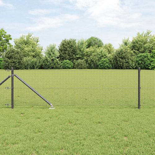 Geschweißter Drahtzaun mit 13 Spike-Posts Grau 0.8x50 m Stahl, Design Möbel Drahtzäune Neu