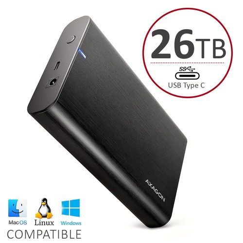 Externe HDD AXAGON Aluminium 26TB USB-C 5Gbps 3,5" 26.000GB für Mac, PC, Backups