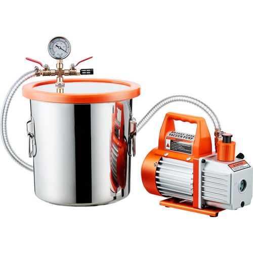 SucceBuy 99L/min Vakuumpumpe mit 11,36L Entgasungskammer und 1,5m Schlauch