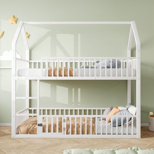 Kinderbett mit Treppe Etagenbett Jugendbett Kinder-Familienbett 90*200cm Weiß