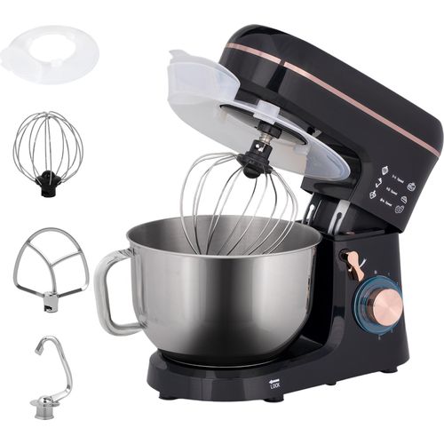 Standmixer, Küchenmaschine, Rührgerät, 6 Stufen, 5,5L Edelstahlschüssel, Schwarz
