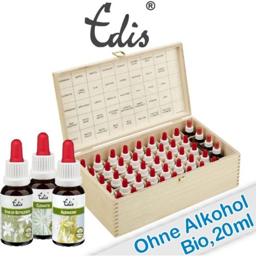 Edis® 20ml alk.-frei Bachblüten Set in Holzbox Typ HB3