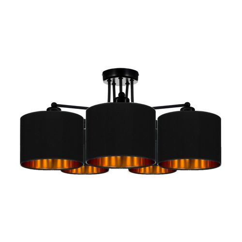Deckenlampe Schwarz Lampe Leuchte aus Velours Vintage Modern E27 Designerlauchte 5-flammig N230-E5-S