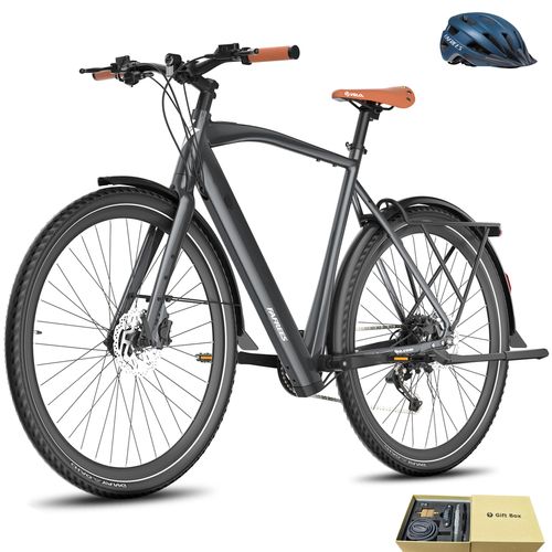 E-Bike 175 - 210 cm 28 Zoll Rostfreie Aluminiumlegierung 250 W bis zu 100 km Pedelec Wasserdicht IPX4 mit Shimano 9 Gang, Grau