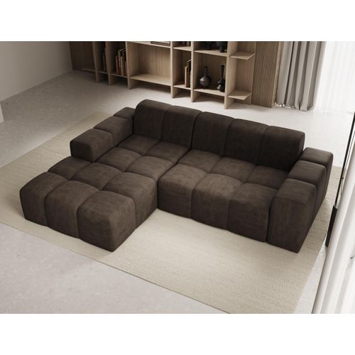 Sofa ohne Schlaffuktion, Ecksofa L-Form Veloursstoff, Links Sofa, Braun Fogo