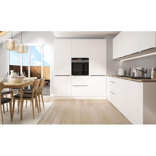 Küchenzeile "Bonn" Wohnküche Küchenblock 300cm Teilauszug weiß Front weiß matt