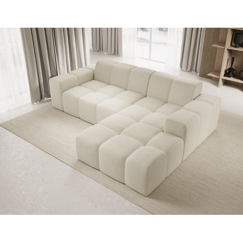 Sofa ohne Schlaffuktion, Ecksofa L-Form Veloursstoff, Rechts Sofa, Beige Fogo