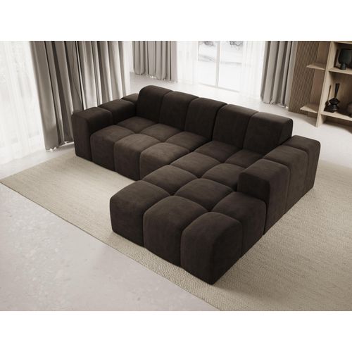 Sofa ohne Schlaffuktion, Ecksofa L-Form Veloursstoff, Rechts Sofa, Braun Fogo