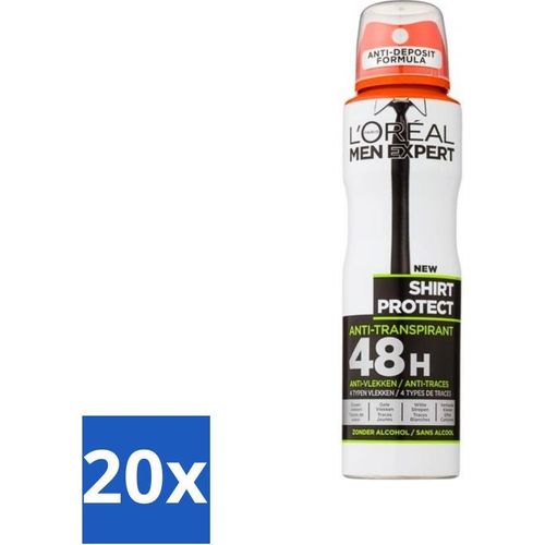 L'Oréal Men Expert Shirt Protect - Deodorant - 150 ml - Deodorant Spray - Vorteilspack - 20 Stücke