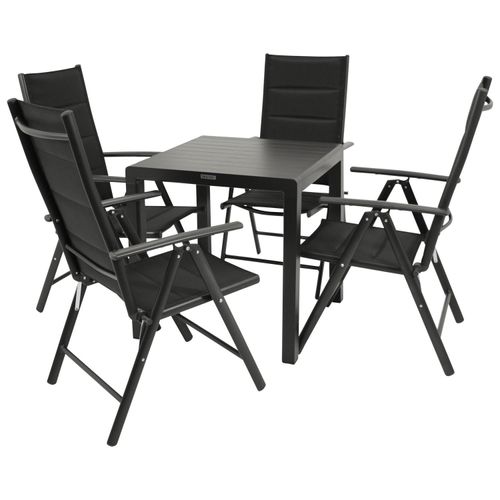 DEGAMO Gartengarnitur Biostroset PARIS 5-teilig, Aluminium anthrazit, wetterfest