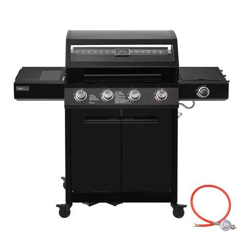 Royal Gourmet 4+1Brenner Gasgrill, 15,5 kW mobiler Gasgrill, Grillwagen mit Sichtfenster, Outdoor Gasgrill, BBQ Gasgrill für Terrasse, Camping