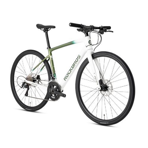 ROCKBROS RND 700C Fahrrad 20 Gang(2*10) mit Kohlefaser Rahmen Hydraulische für Herren Damen Weiß grün L(700C*540)
