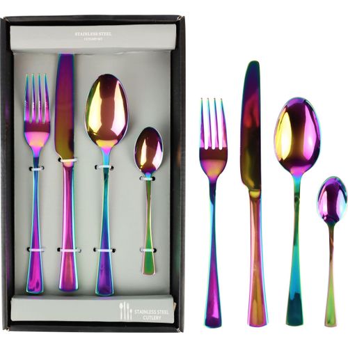 FURNARO Besteckset Rainbow 24-teiliges Edelstahlbesteck in Regenbogenfarben