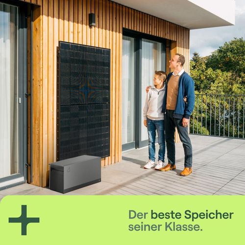 Balkonkraftwerk für Fassade mit 4 Modulen & Speicher Avocado Orbit M (4,22 kWh) - 5m Anschlusskabel - priWall 90° Quattro