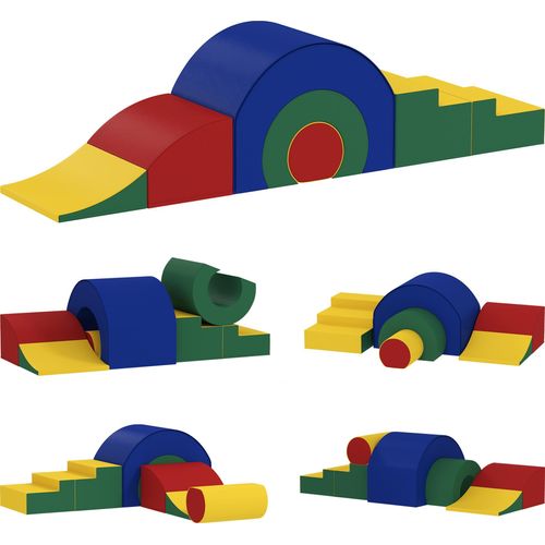 AIYAPLAY Schaumstoff Bausteine Kinder 5 tlg. Klettern Softbausteine Riesenbausteine Großbausteine Bauklötze Bausteinset Kunstleder Bunt