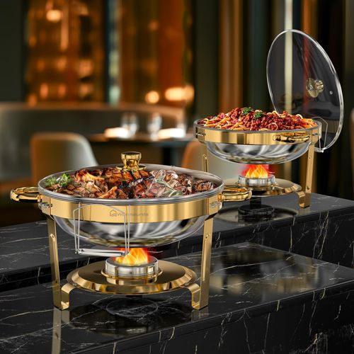 WARMOUNTS Buffetwärmer Goldene Chafing Dishes für Buffet