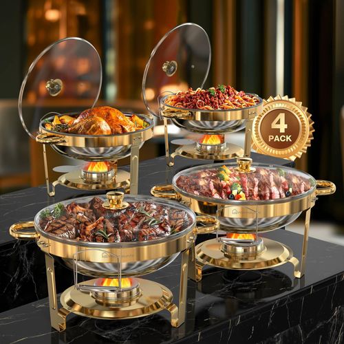 WARMOUNTS Buffetwärmer Goldene Chafing Dishes für Buffet