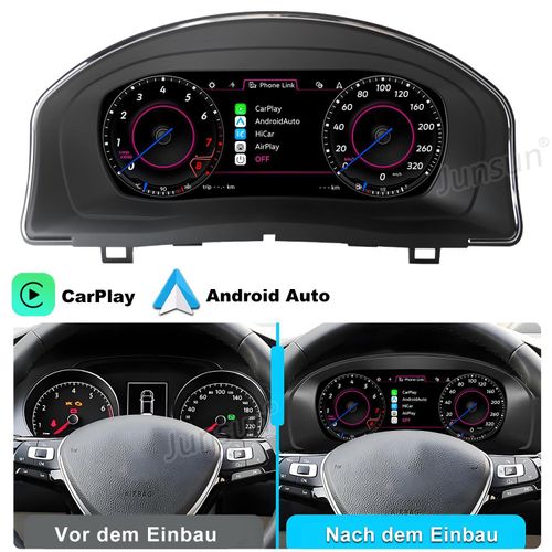 10.25 Zoll Digitales Cockpit Kombiinstrument für VW Golf 5 (2003-2008) - Tachometer mit CarPlay, Android Auto & Lenkradsteuerung