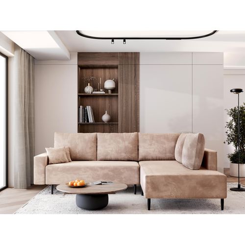 AX LIVING Kalkan Sofa mit Bettkasten Couch L Form Kakaobeige 257 cm R