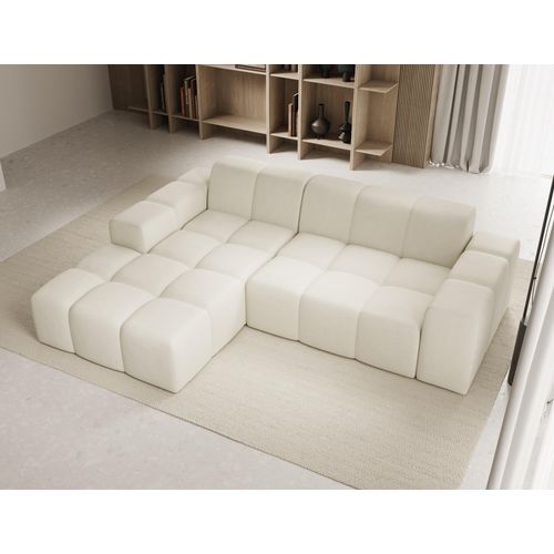 Sofa ohne Schlaffuktion, Ecksofa L-Form Veloursstoff, Links Sofa, Beige Fogo